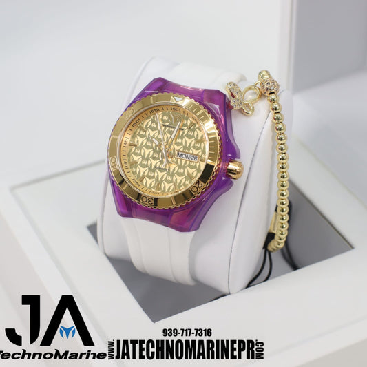 TechnoMarine Cruise Monogram 40MM Gold Bisel Purple