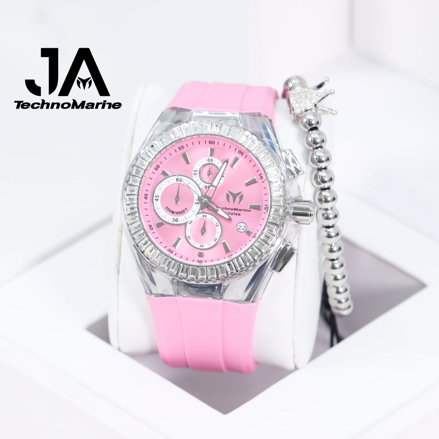 TechnoMarine Cruise Original Unisex Watch - 45mm, Pink Silver (Una Pulsera Gratis)