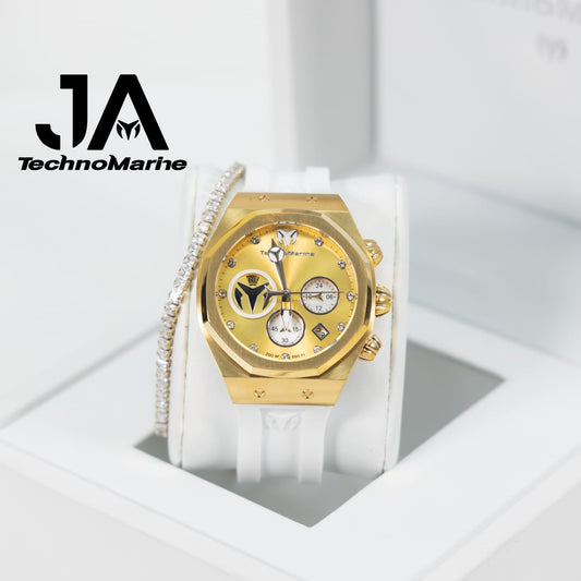 Technomarine Women Reef Sun Stainless Steel Quartz Watch With Silicone Strap 40mm Gold