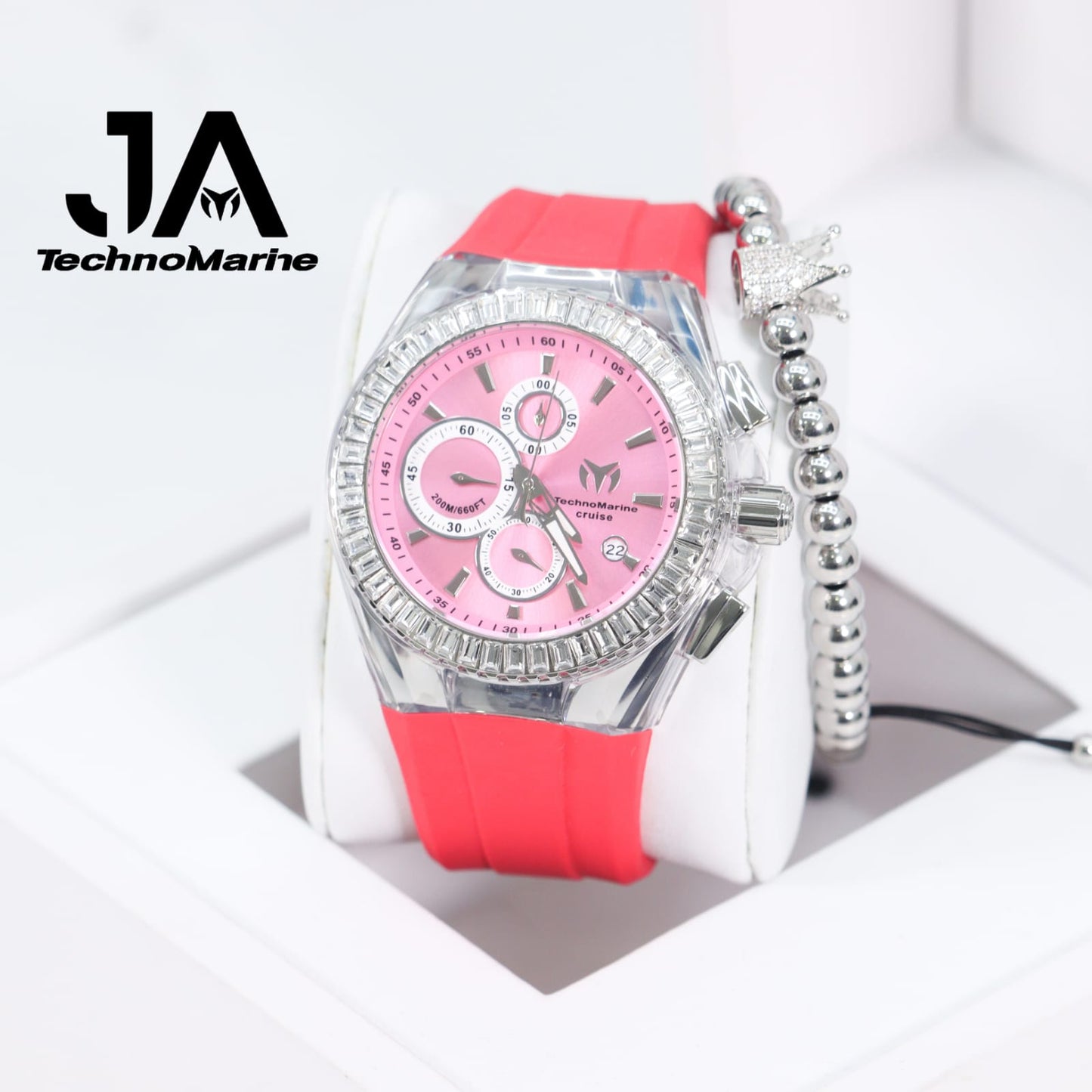 TechnoMarine Cruise Original Unisex Watch - 45mm, Pink Silver (Una Pulsera Gratis)