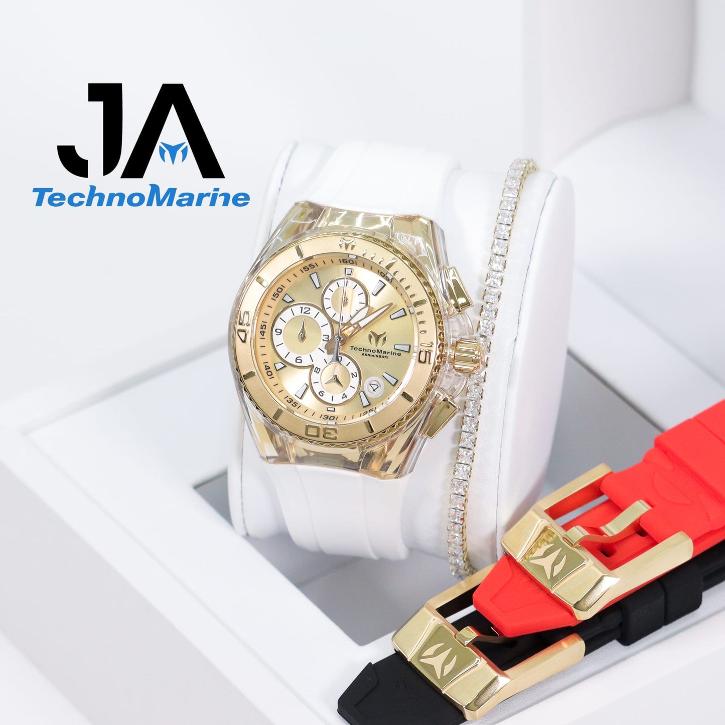 Technomarine Cruise Gold And Gold 40 mm Original Chronograph Ladies Watch Tres Correas