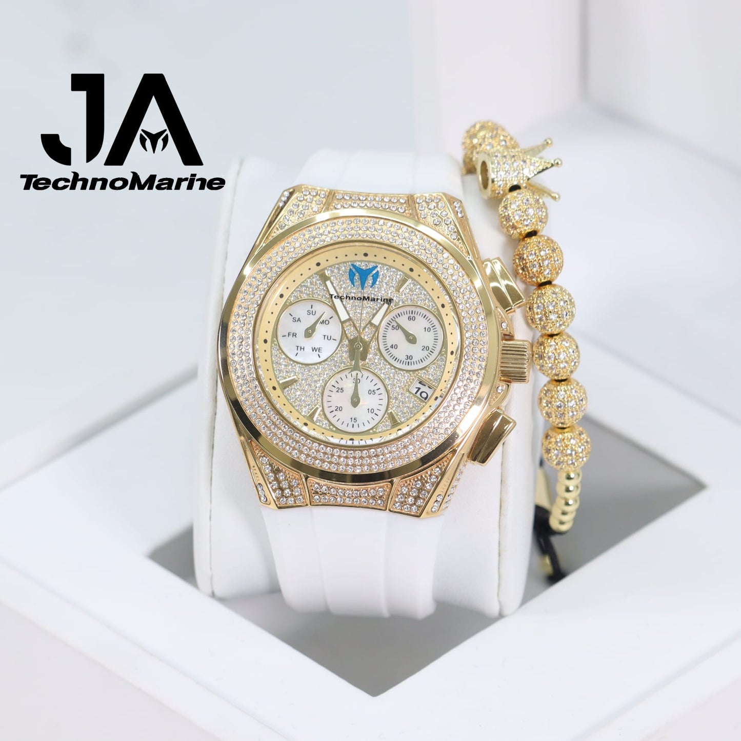 TECHNOMARINE (Pave) Cruise Collection Swiss Machine Gold Color One Free Bracelet