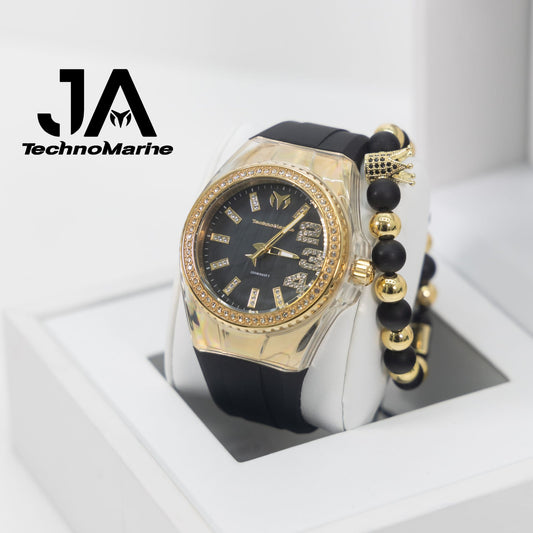 Technomarine Cruise Monogram 45mm Gold with Stones Black