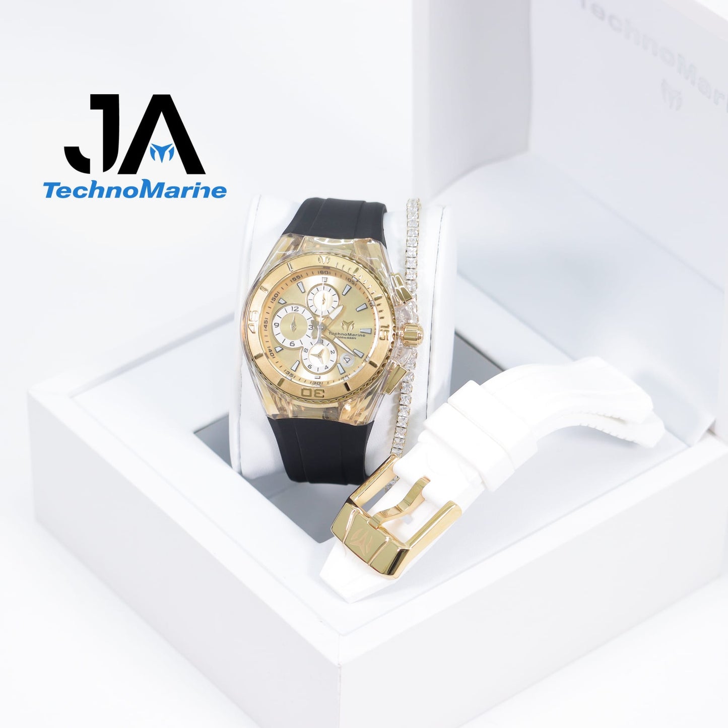 Technomarine Cruise Gold And Gold 40 mm Original Chronograph Ladies Watch Dos Correas