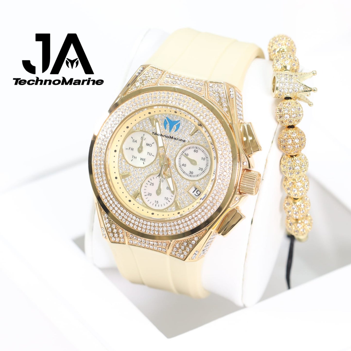 TECHNOMARINE (Pave) Cruise Collection Swiss Machine Gold Color One Free Bracelet