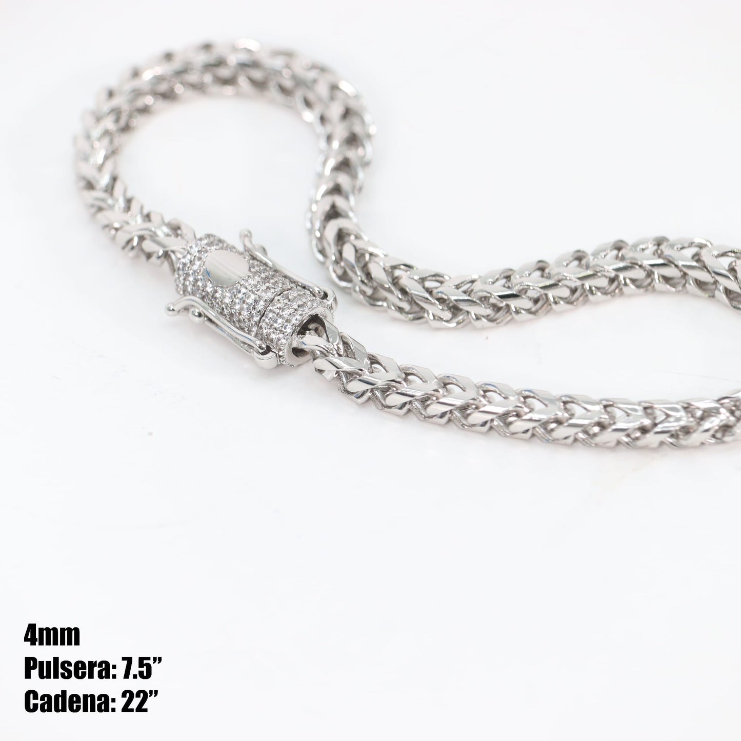 Cadena Franco Hombre 4mm Stainless Steel Silver 22”