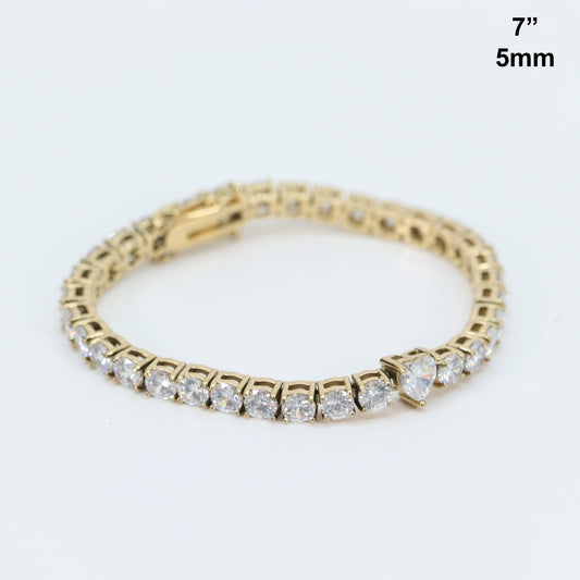 Pulsera De Corazón Stainless Steel Baño oro 14k