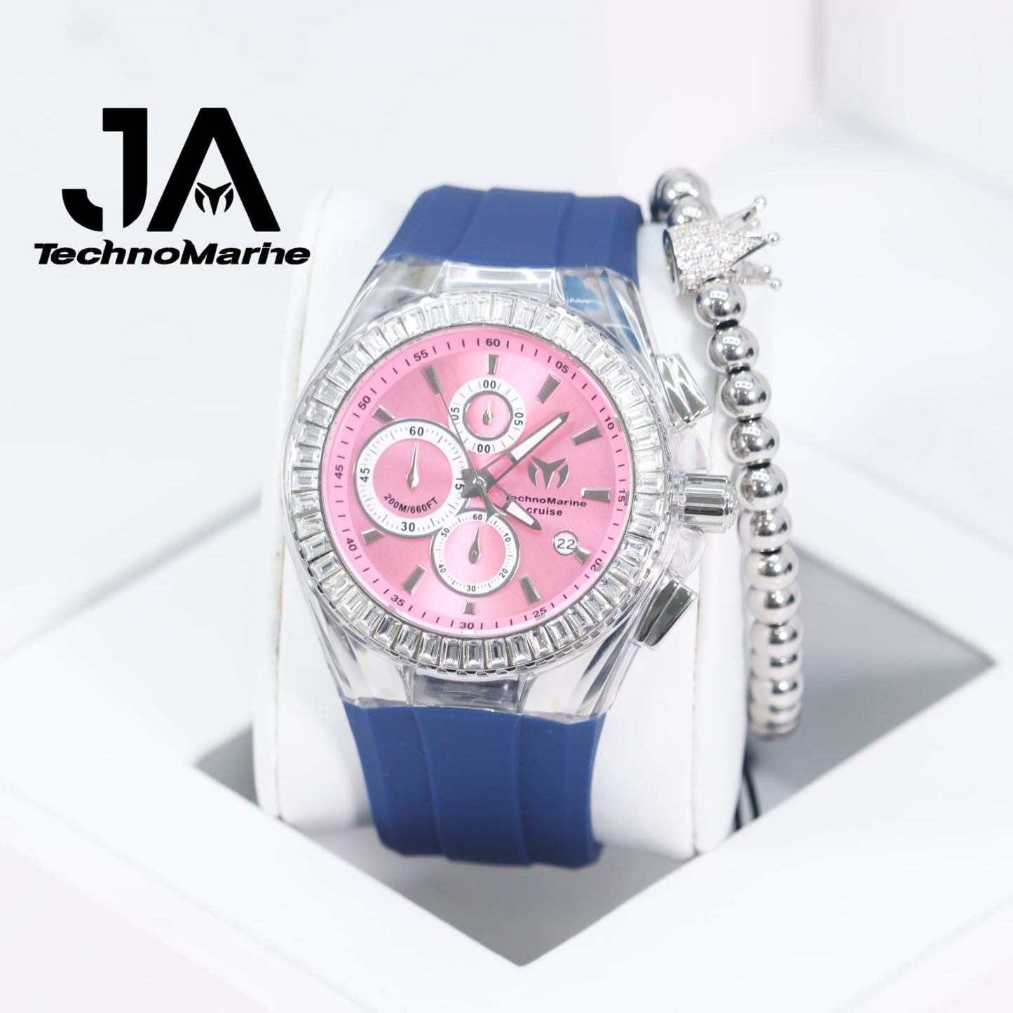 TechnoMarine Cruise Original Unisex Watch - 45mm, Pink Silver (Una Pulsera Gratis)