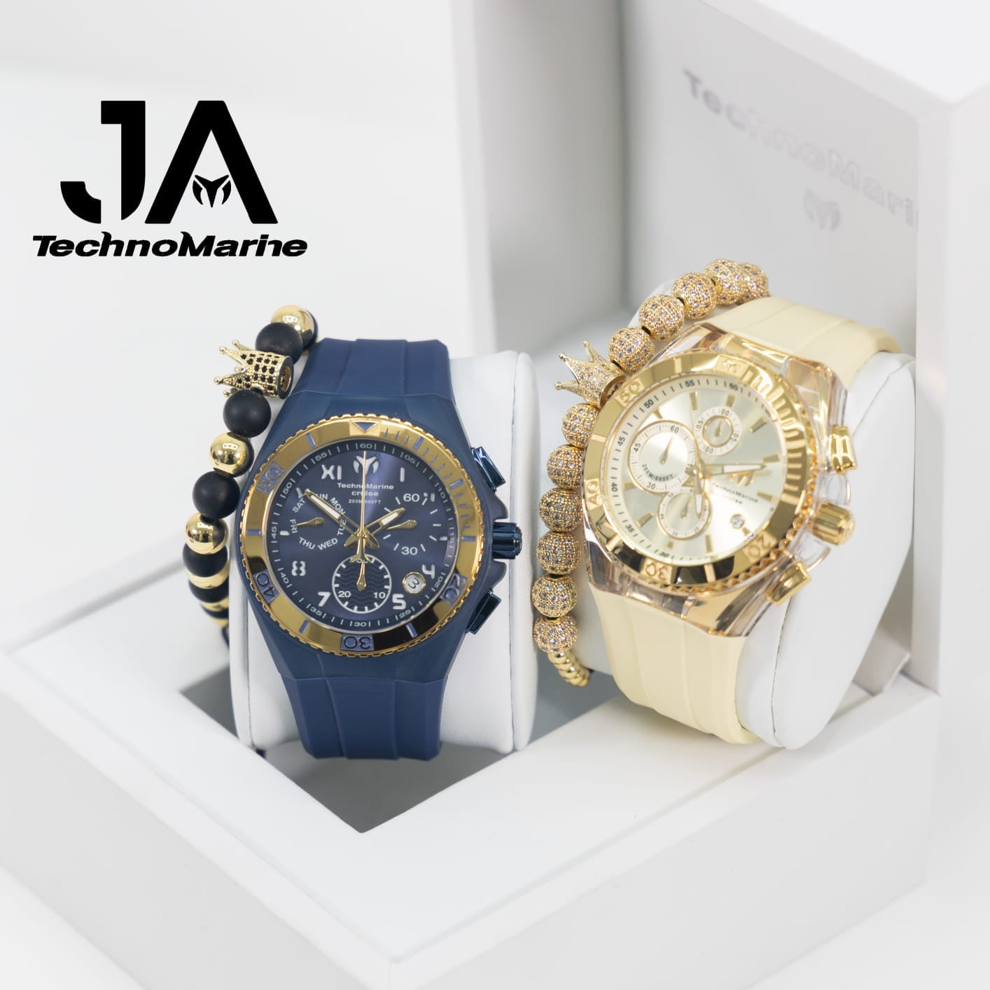 Set Dos TechnoMarine 46 mm, Dos Pulsera un Estuche para Dos Relojes GRATIS