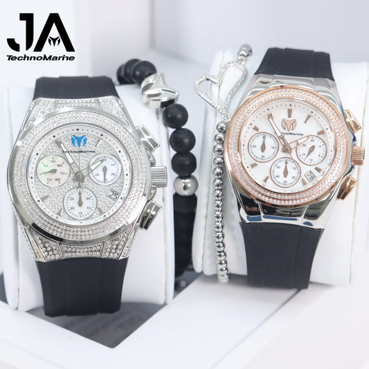 Technomarine (PAVE) 46mm Set Men's Cruise Collections SWISS Machine Color Silver And 2021 TechnoMarine Custom Pave 40mm For (Women)