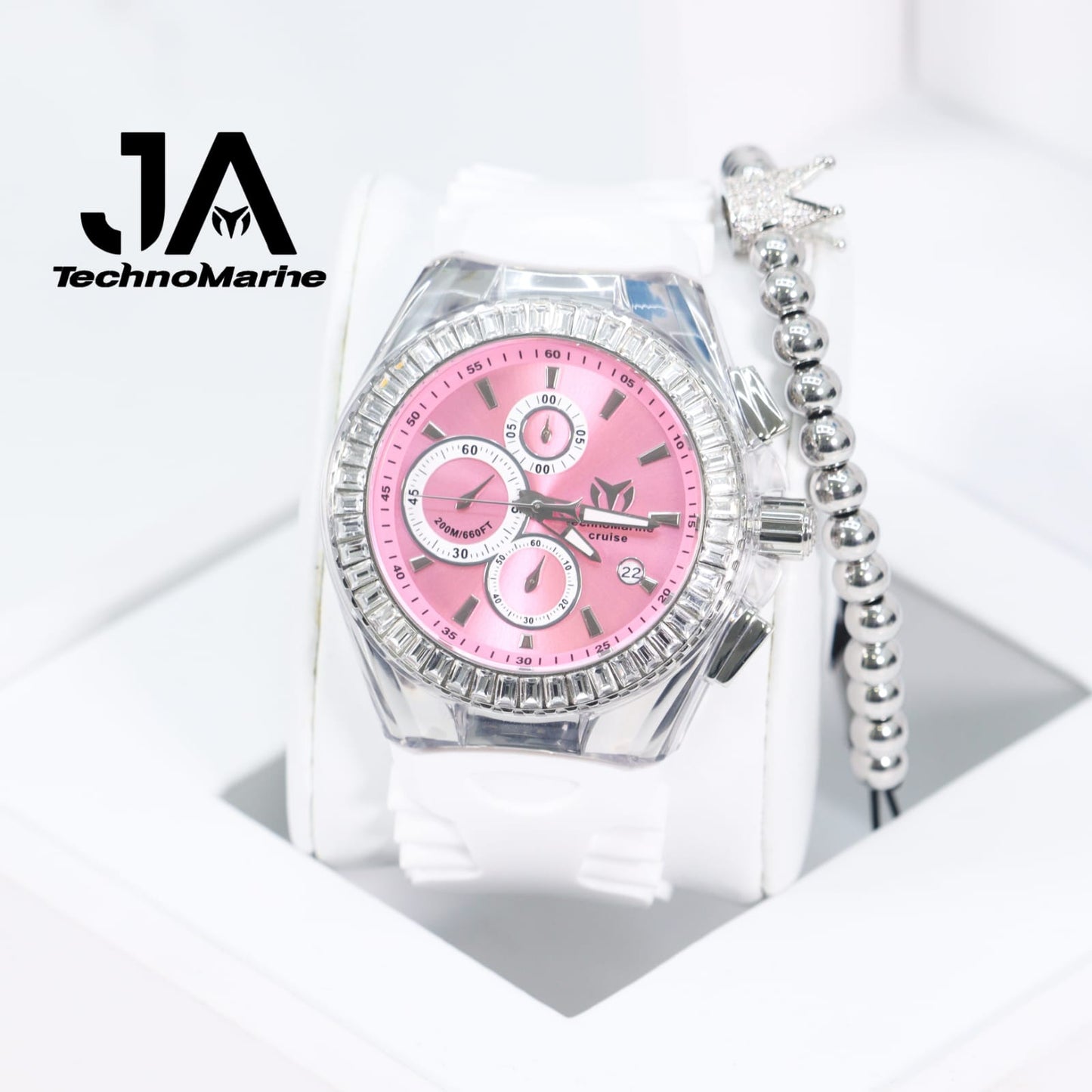 TechnoMarine Cruise Original Unisex Watch - 45mm, Pink Silver (Una Pulsera Gratis)