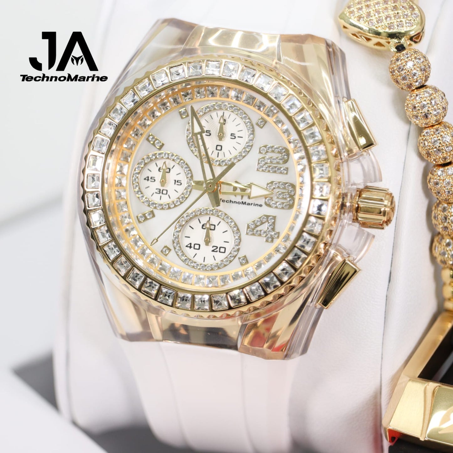 Technomarine  Cruise Glitz 40mm Gold with Stones Arrival Tres Correas