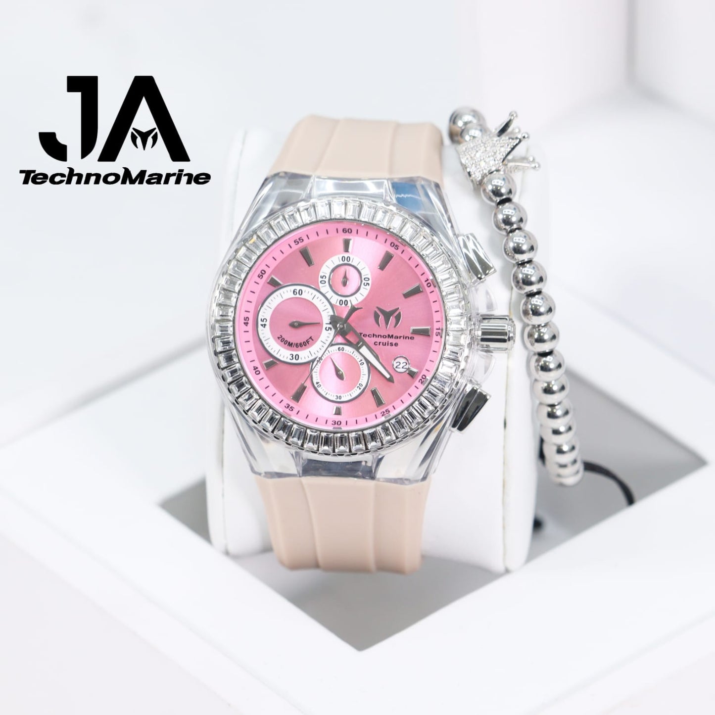 TechnoMarine Cruise Original Unisex Watch - 45mm, Pink Silver (Una Pulsera Gratis)