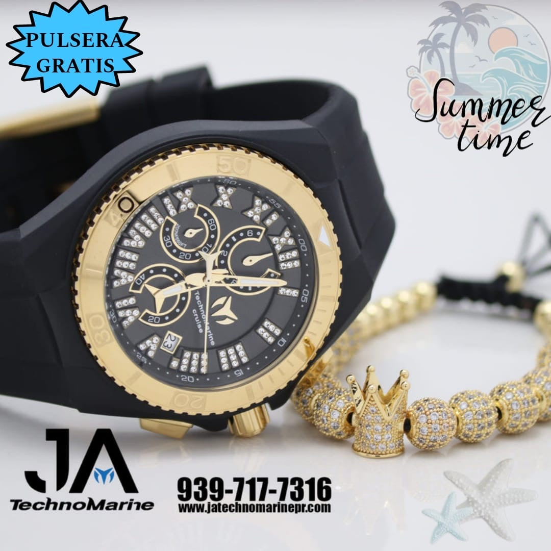 Technomarine Cruise Star Gold With Black Dial