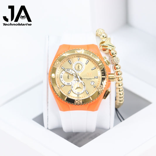 Technomarine Cruise Star Gold & Gold 46mm Watch Una Pulsera Gratis Orange