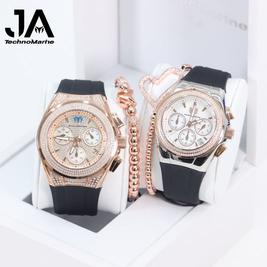 Technomarine (PAVE) 46mm Set Men's Cruise Collections SWISS Machine Color Rose Gold And 2021 TechnoMarine Custom Pave 40mm For (Women)