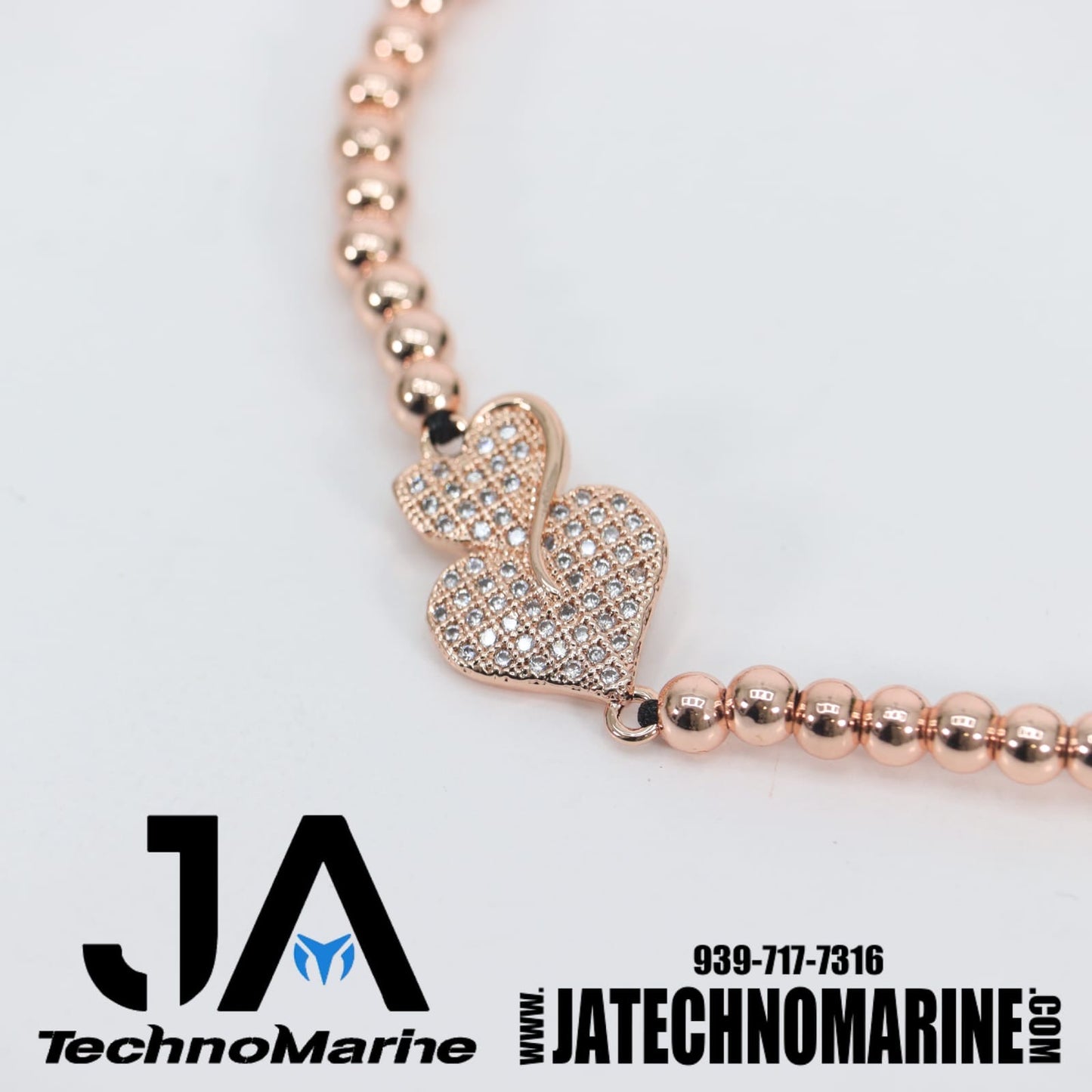 Pulsera De Corazon Rose Gold Mujer Ajustable