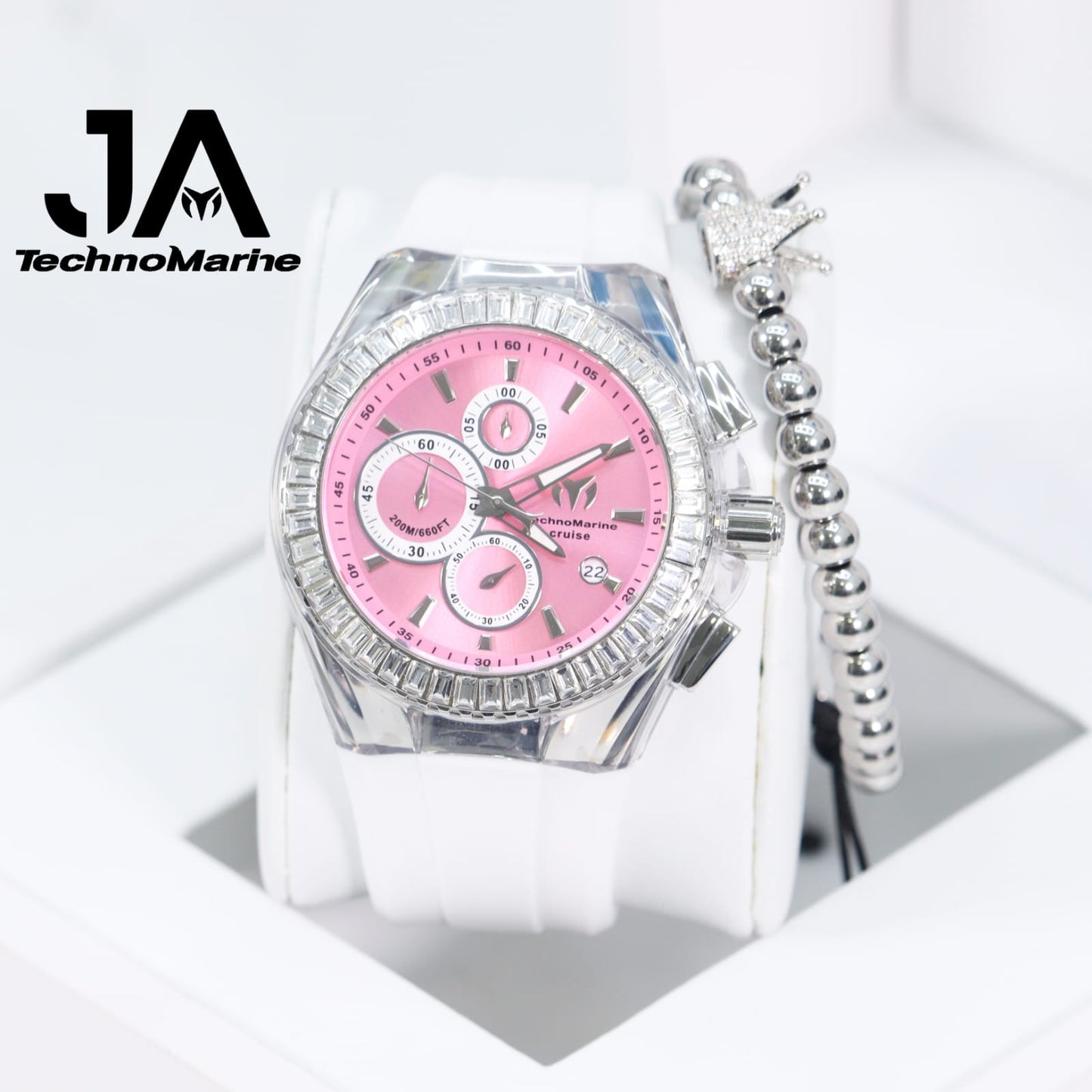 TechnoMarine Cruise Original Unisex Watch - 45mm, Pink Silver (Una Pulsera Gratis)