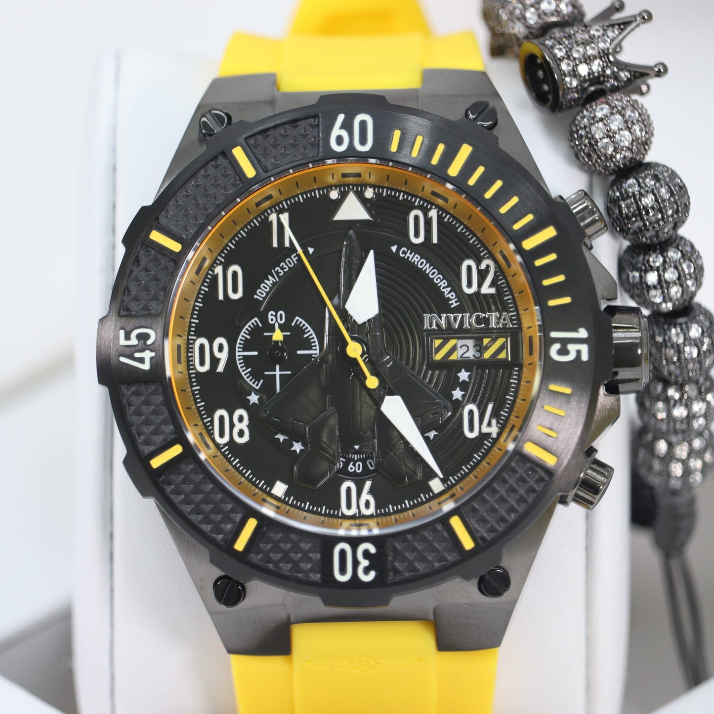 Invicta Speedway Men's Watch - 52mm, Yellow Black Una Pulsera Gratis