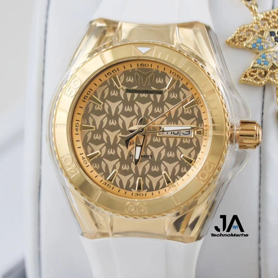 TechnoMarine Cruise Monogram 40MM Gold Dos Correas Una Pulsera Gratis