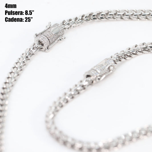 Cadena Franco Hombre 4mm Stainless Steel Silver 25”