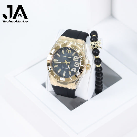 Technomarine Cruise Monogram 45mm Gold with Stones Black