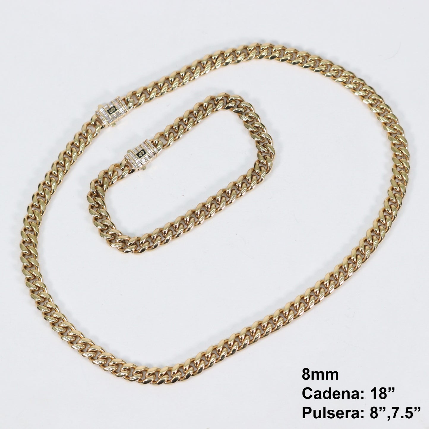 Cadenas Cubanas hombre 8mm 18” Stainless Steel