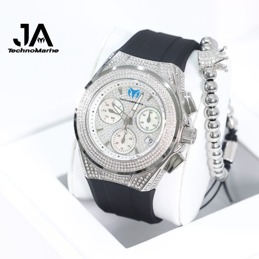 TECHNOMARINE (Pave) Cruise Collection Swiss Machine Silver Color One Free Bracelet