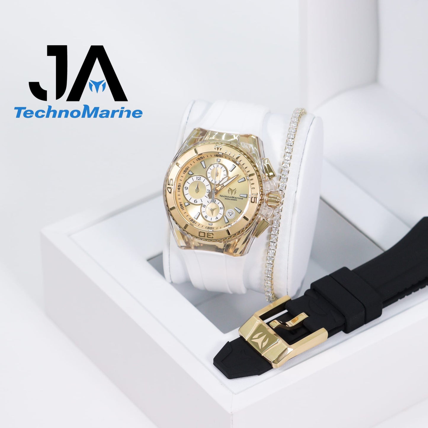 Technomarine Cruise Gold And Gold 40 mm Original Chronograph Ladies Watch Dos Correas