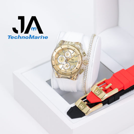 Technomarine Cruise Gold And Gold 40 mm Original Chronograph Ladies Watch Tres Correas