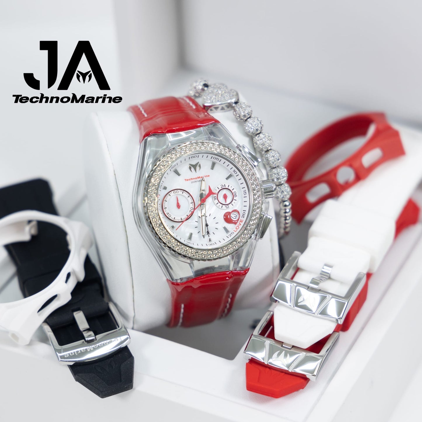 Technomarine Women's Cruise Valentine Quartz Chronograph White Dial Watch Cuatro Correas