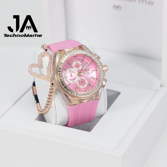 TechnoMarine Cruise Original Unisex Watch - 45mm, Pink Rose Gold (Una Pulsera Gratis)