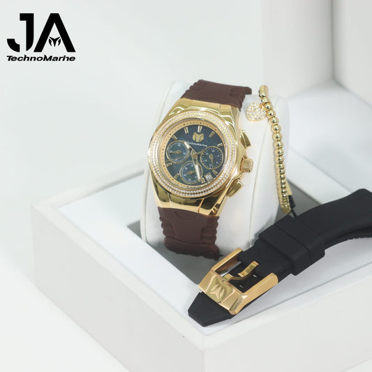 TechnoMarine  Pave 40mm Para (Mujer ) Gold tornasol