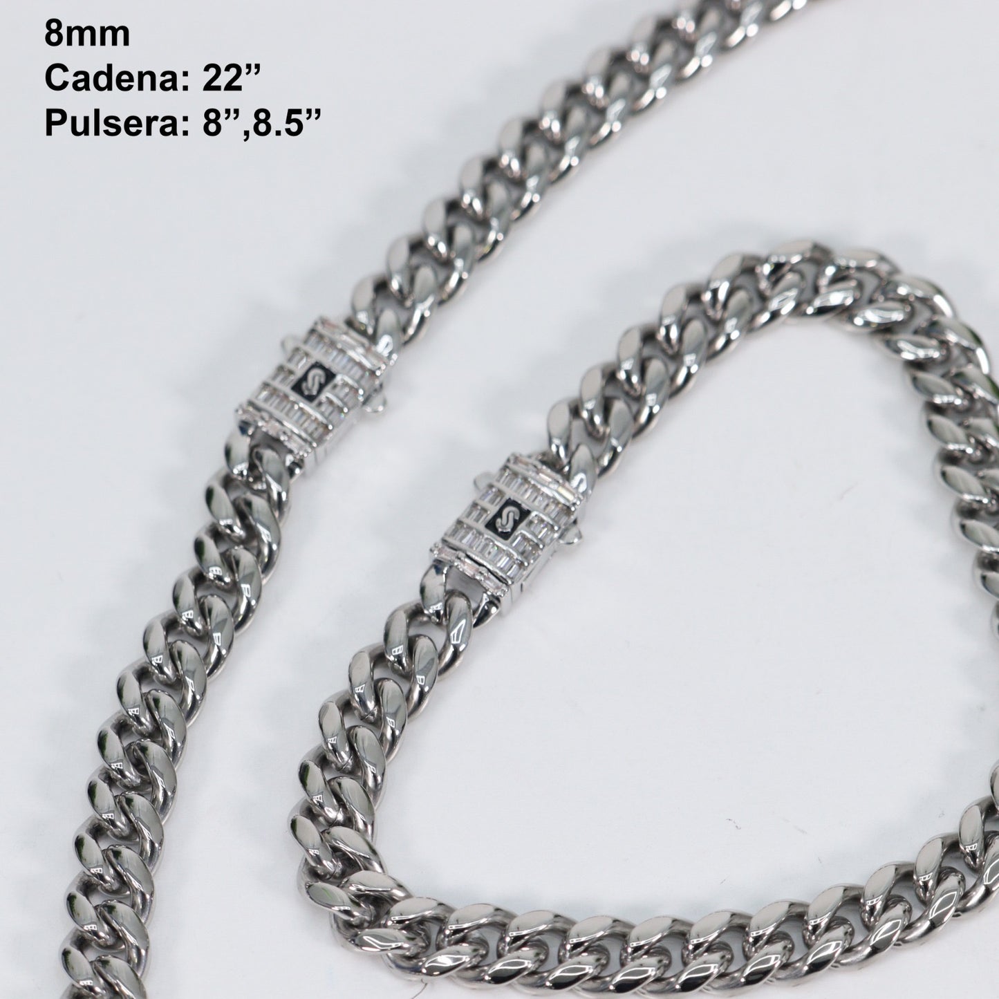 Cadenas Cubanas hombre 8mm 22” Stainless Steel