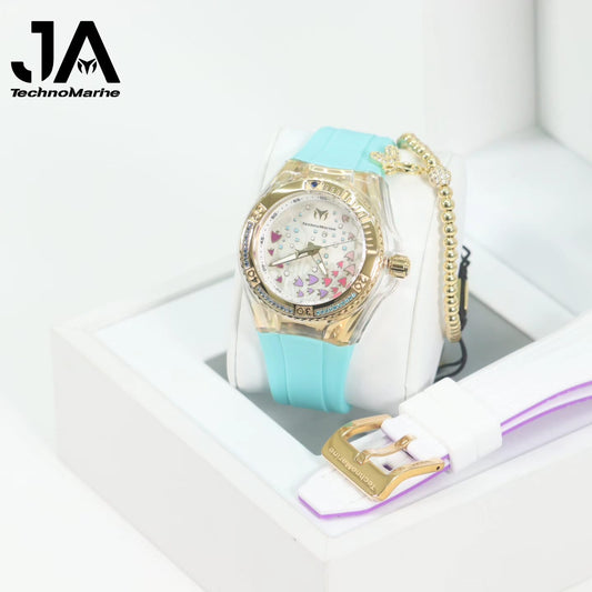 Technomarine Colección Dreams  Cruise Oro 40 mm Dos Correas Verde Menta y Blanco