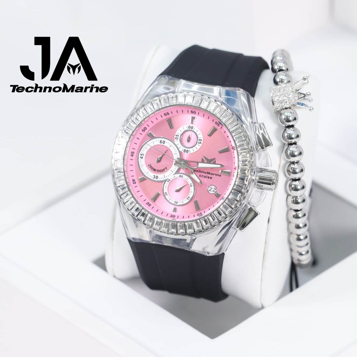 TechnoMarine Cruise Original Unisex Watch - 45mm, Pink Silver (Una Pulsera Gratis)