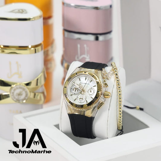 Combito Technomarine California Mujer Cruise Quartz Watch Gold 40mm + Perfume + Pulsera