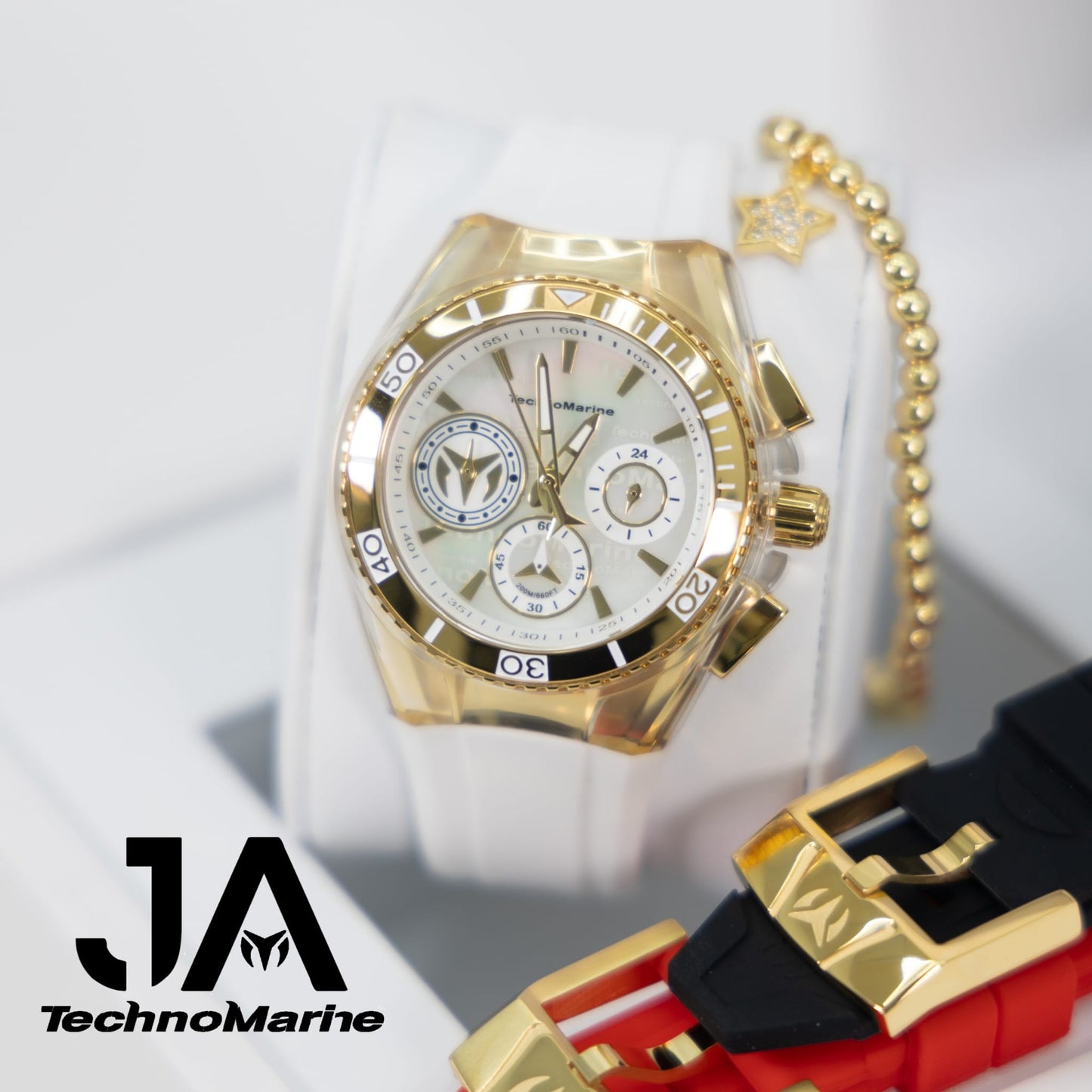 TechnoMarine Cruise California Women's Watch w/ Metal, Mother of Pearl & Oyster Dial - 40.57mm, White Tres Correas