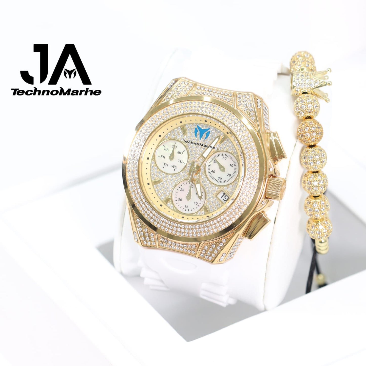 TECHNOMARINE (Pave) Cruise Collection Swiss Machine Gold Color One Free Bracelet