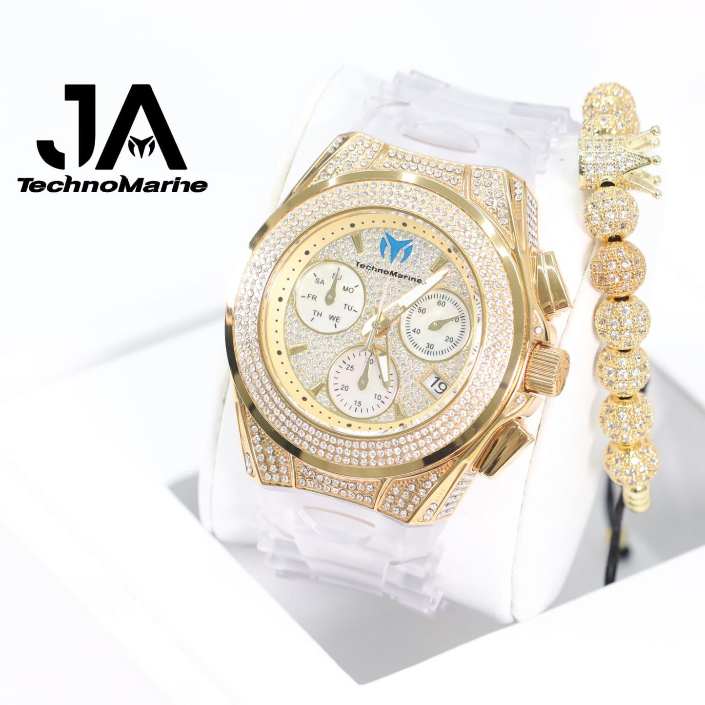 TECHNOMARINE (Pave) Cruise Collection Swiss Machine Gold Color One Free Bracelet