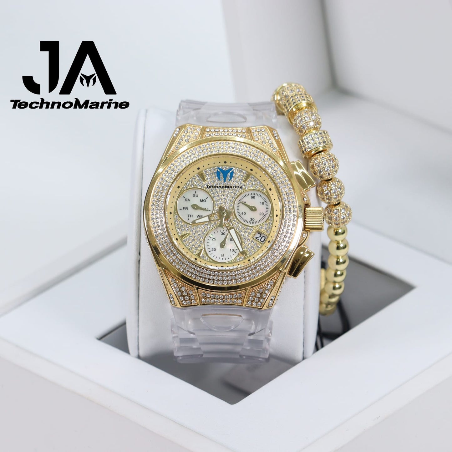 TECHNOMARINE (Pave) Cruise Collection Swiss Machine Gold Color One Free Bracelet