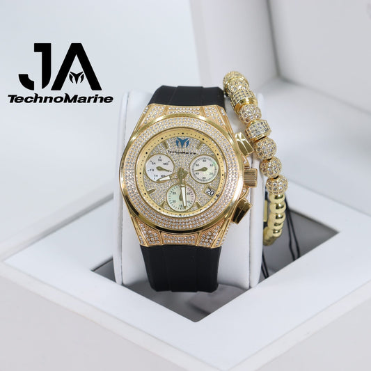 Technomarine (Pave) Cruise Collection Maquina Suiza Color Oro Una Pulsera Gratis