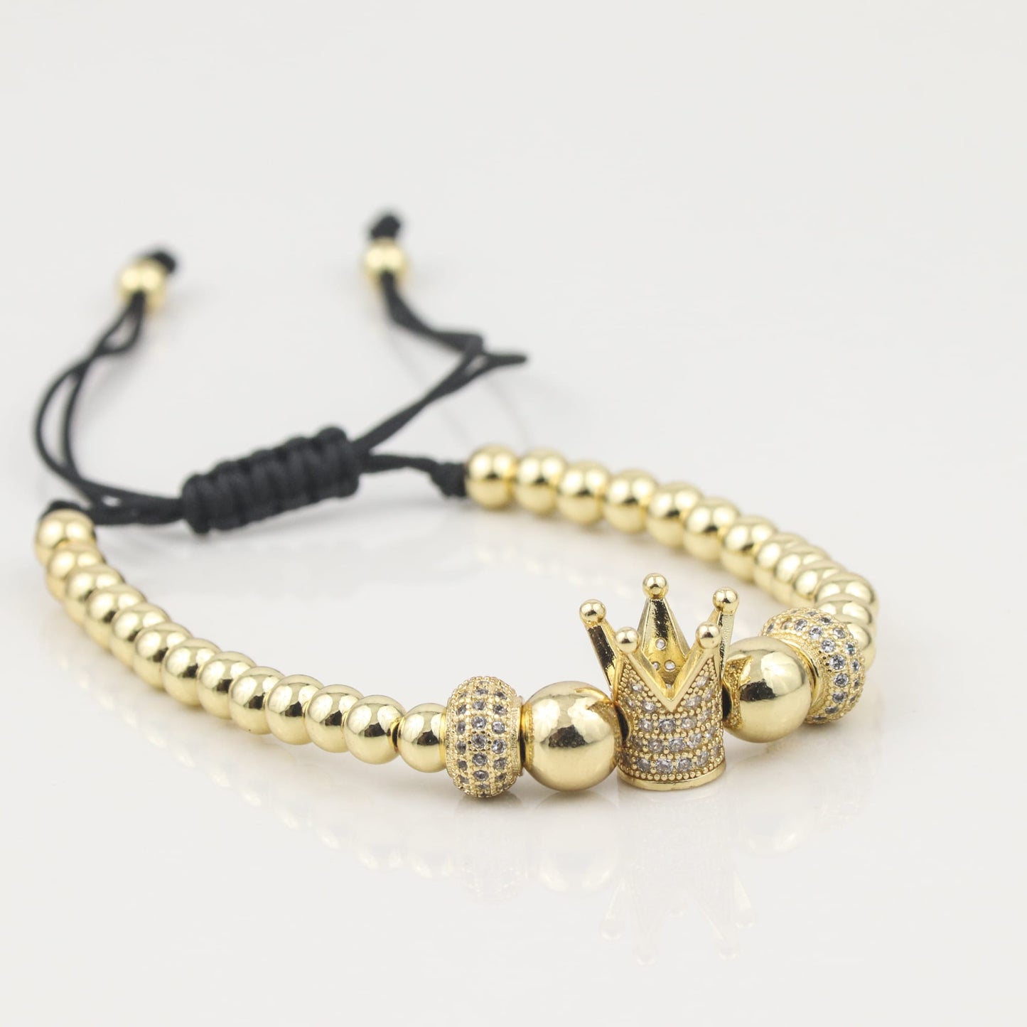 PULSERA AJUSTABLE PARA HOMBRE DORADA CON CORONA