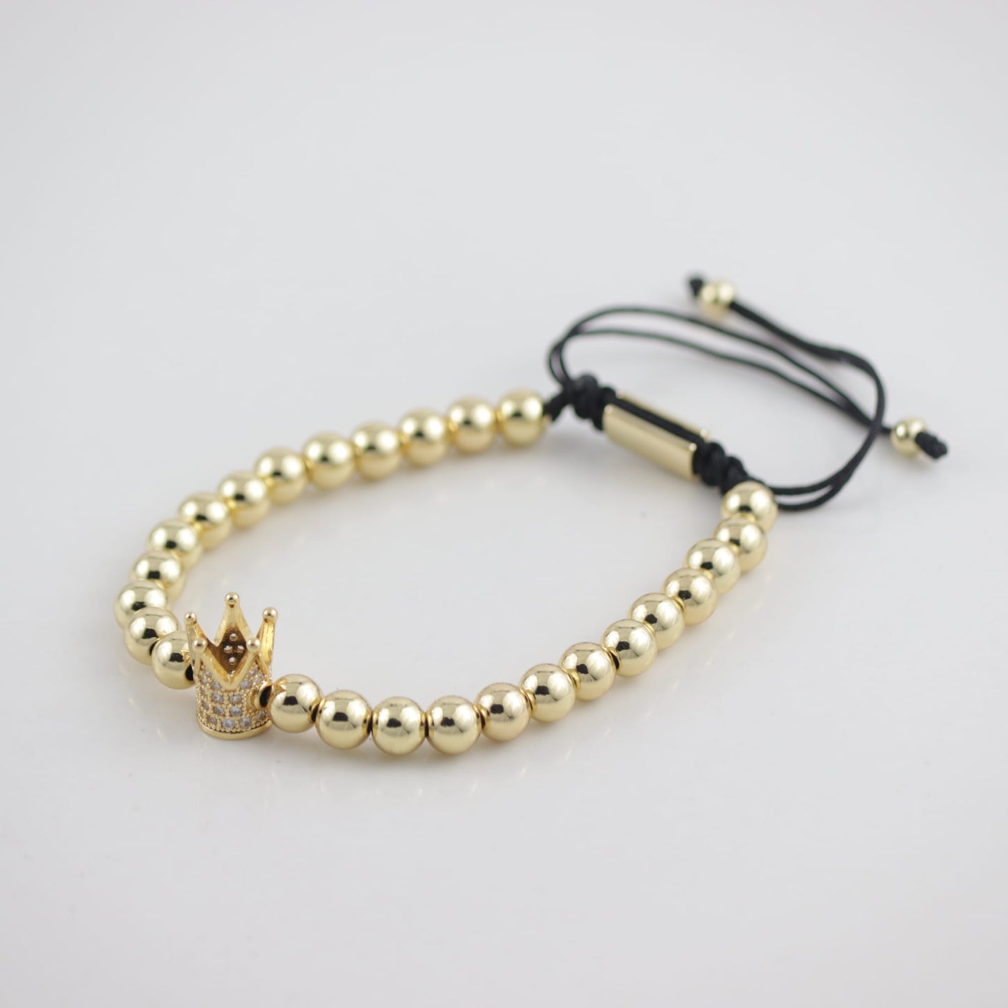 Gold Adjustable Bracelet For Men With Crown