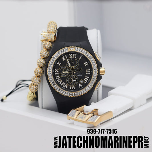 Technomarine Custom Cruise Star gold with black dial, Dos Correas Una hebilla custom