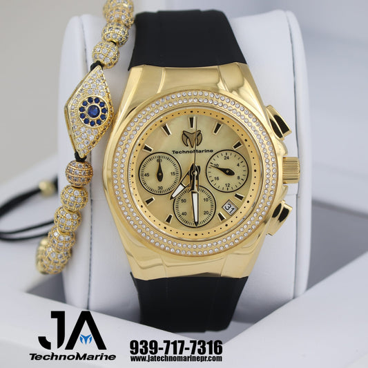 2021 TechnoMarine  Pave 40mm Para (Mujer )Gold & Gold