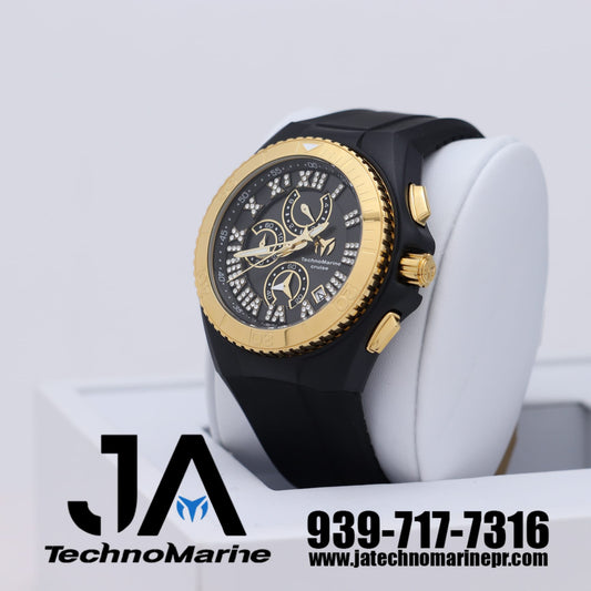 Technomarine Cruise Star Gold 45mm With Black Strap + Hebilla Custom